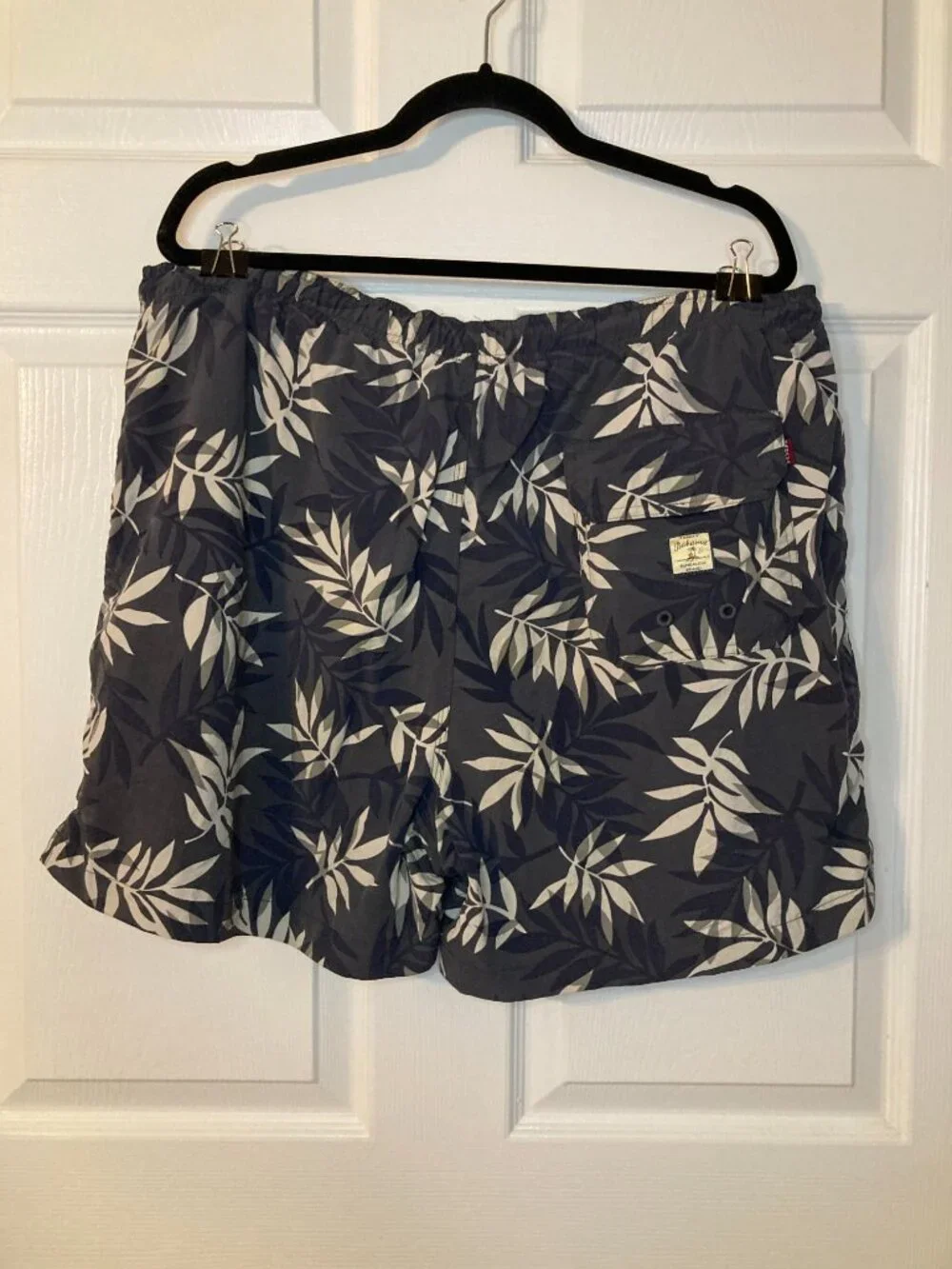 Vintage Tommy Bahama Men's Dark Blue Palm Leaf Print Swim Trunks - Size XXL